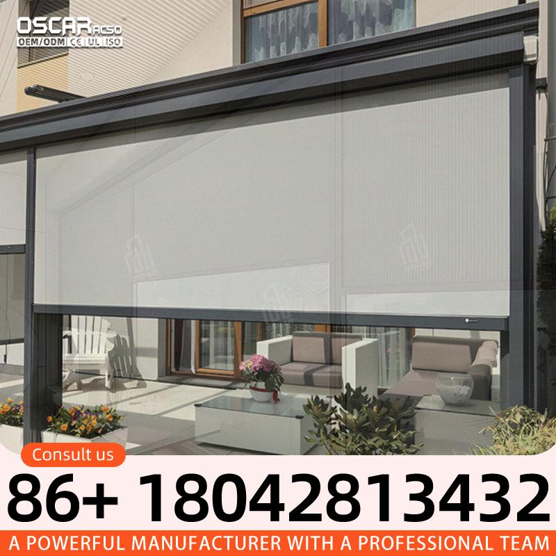 Outdoor Power Roller Shades - Outdoor Patio Motorized Roller Shades Windproof