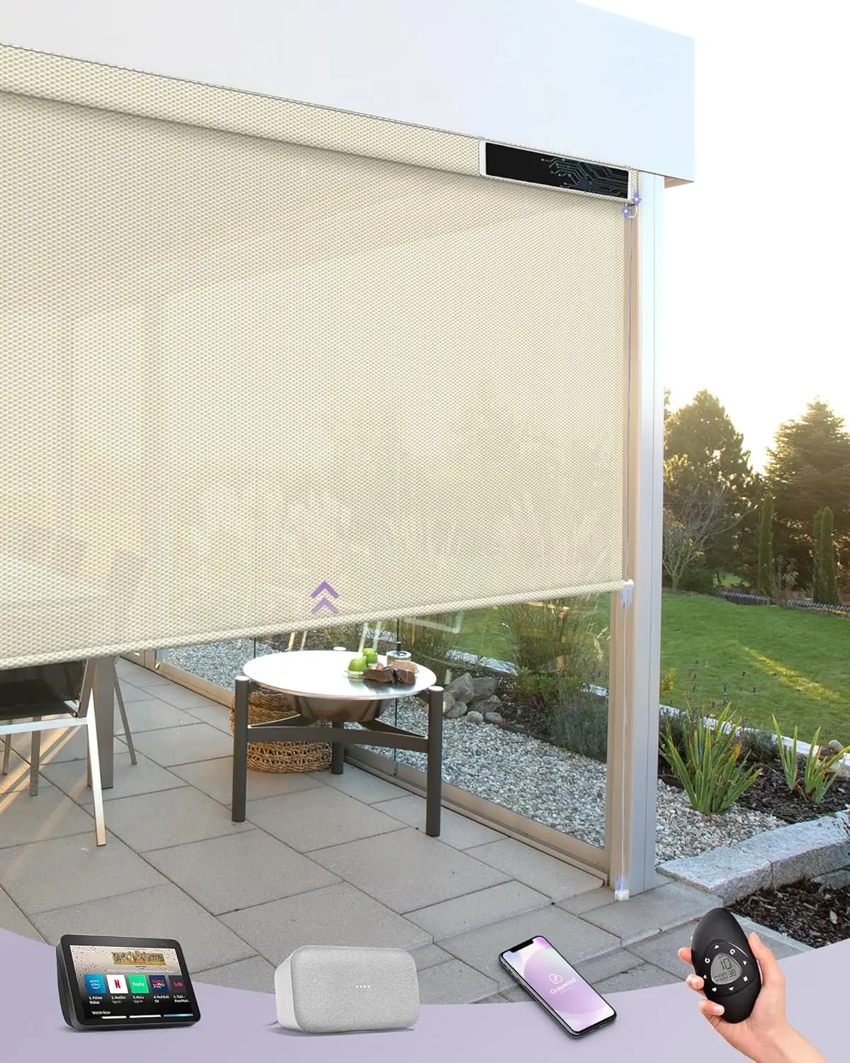 Motorized Outdoor Shades for P - đánh giá và giá Outdoor Power Roller Shades