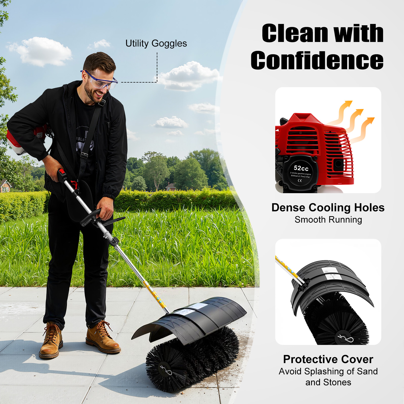 52CC 2.3HP Gas Power Walk Behi - đánh giá và giá Outdoor Power Broom