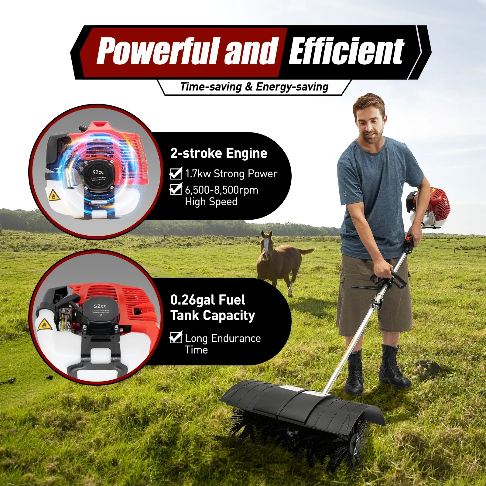 2-Stroke Gas-Powered Lawn Swee - đánh giá và giá Outdoor Power Broom