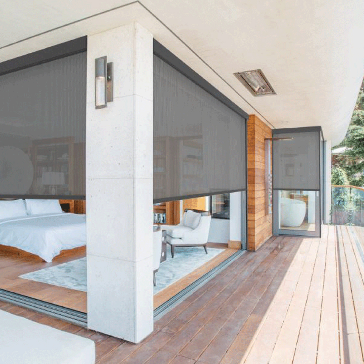 Smart Blackout Outdoor Windpro - đánh giá và giá Outdoor Power Roller Shades